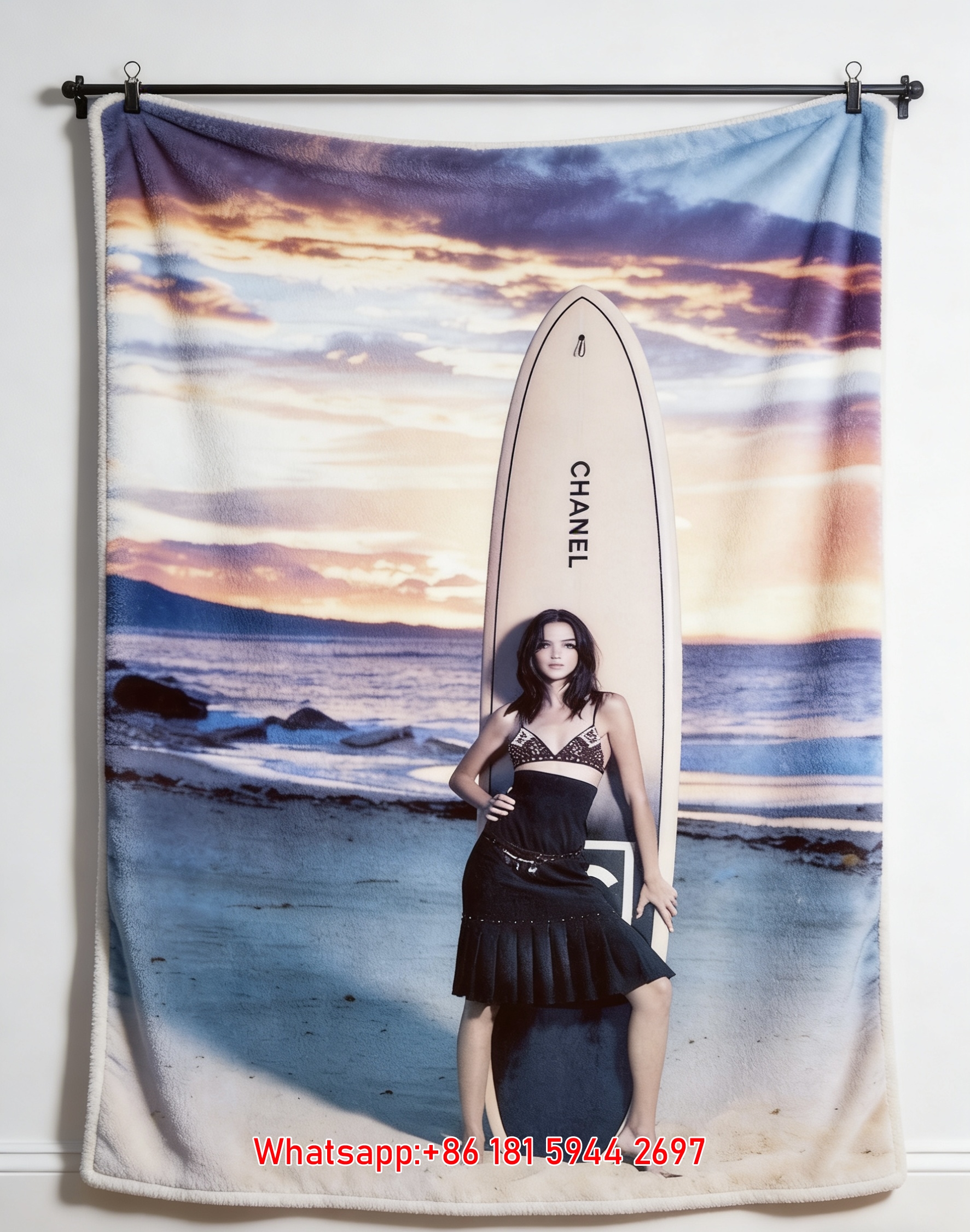 Chanel Surfboard Beach Flannel Fleece Throw Blanket IMG_7239